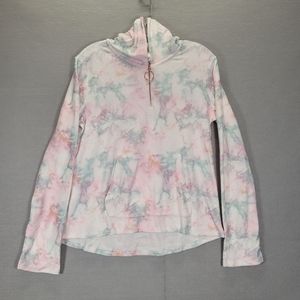 Self Esteem Pullover Hoodie Pink Tie Dye Fuzzy Girls Size large
